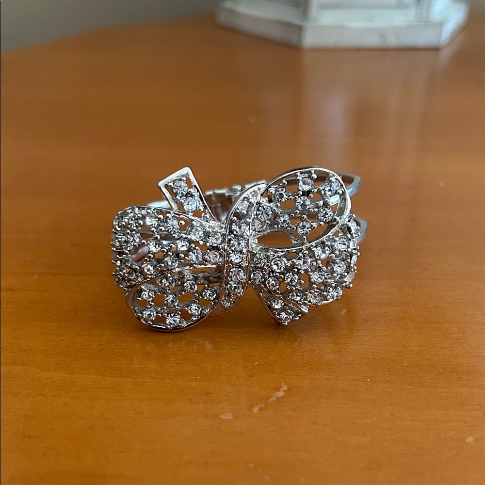 Silver Bow Rhinestone Bracelet